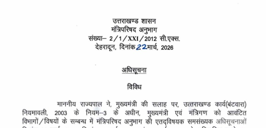 सीएम धामी द्वारा मंत्रियों के बीच विभागों का नया बंटवारा - प्रभावी शासन का कदम